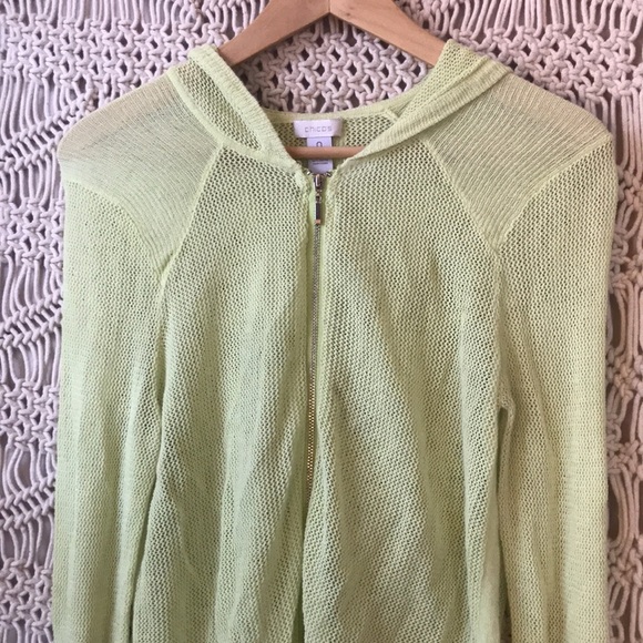 Chicos sz 0 mesh hooded zip up jacket in lime green - Picture 1 of 7